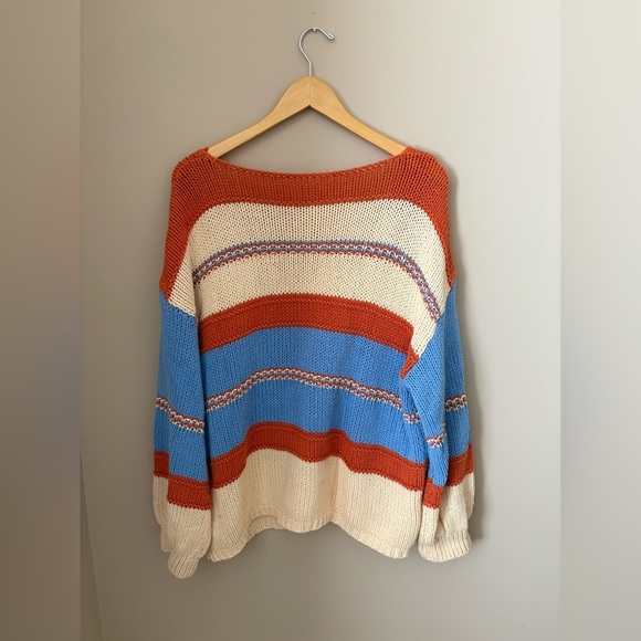 Amazon Striped Blue and Orange Women's Sweater size XL - Picture 4 of 6